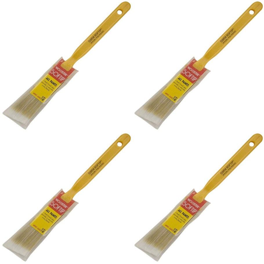 Wooster Brush Q3208-1 Softip Angle Sash Paintbrush, 1-Inch 4 Pack