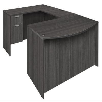 Regency Legacy 71" Bow Front Single Pedestal U-Desk- Ash Grey