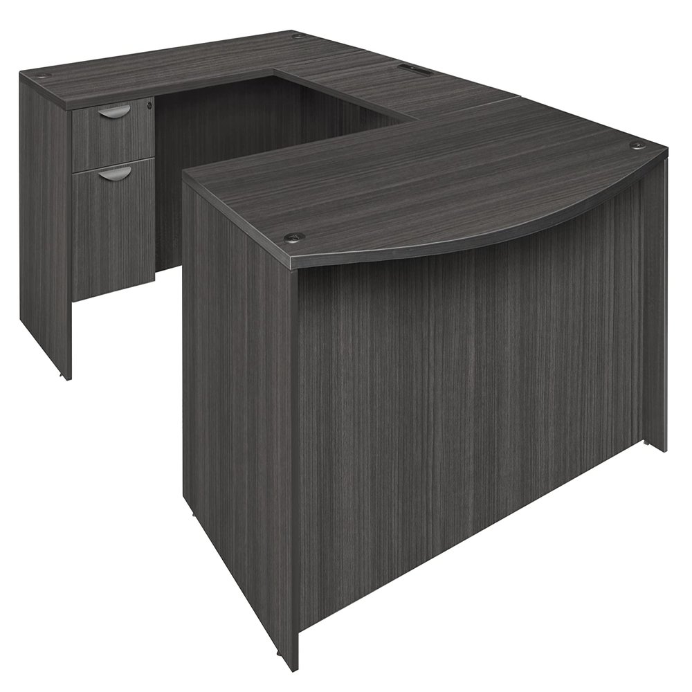 Regency Legacy 71" Bow Front Single Pedestal U-Desk- Ash Grey
