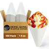 Friteshop Hongkong Egg Waffle White Cardboard Cones - Heavy Duty, Grease-Resistant, Food-Safe Disposable Bubble Waffle Cone Holder - Cones for Cafes, Food Trucks, Catering - 100 pk view 1