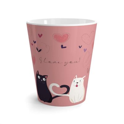 Cats In Love Valentine's Day Behr Coral Rose Latte mug