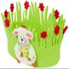 Mopec Small Oval Basket Red Flowers and Sheep 16 x 8.5 x 10 cm, Multicoloured, One Size view 1