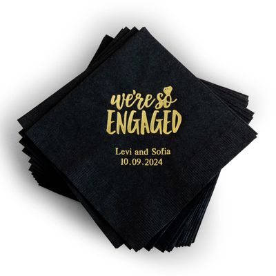 Weddingstar Personalized Printed Paper Napkins 3-Ply 50 Pack - Cocktail Black