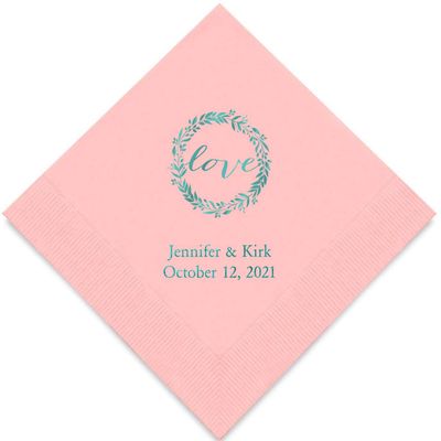 Weddingstar Personalized Printed Paper Napkins 3-Ply 50 Pack - Luncheon Classic Pink