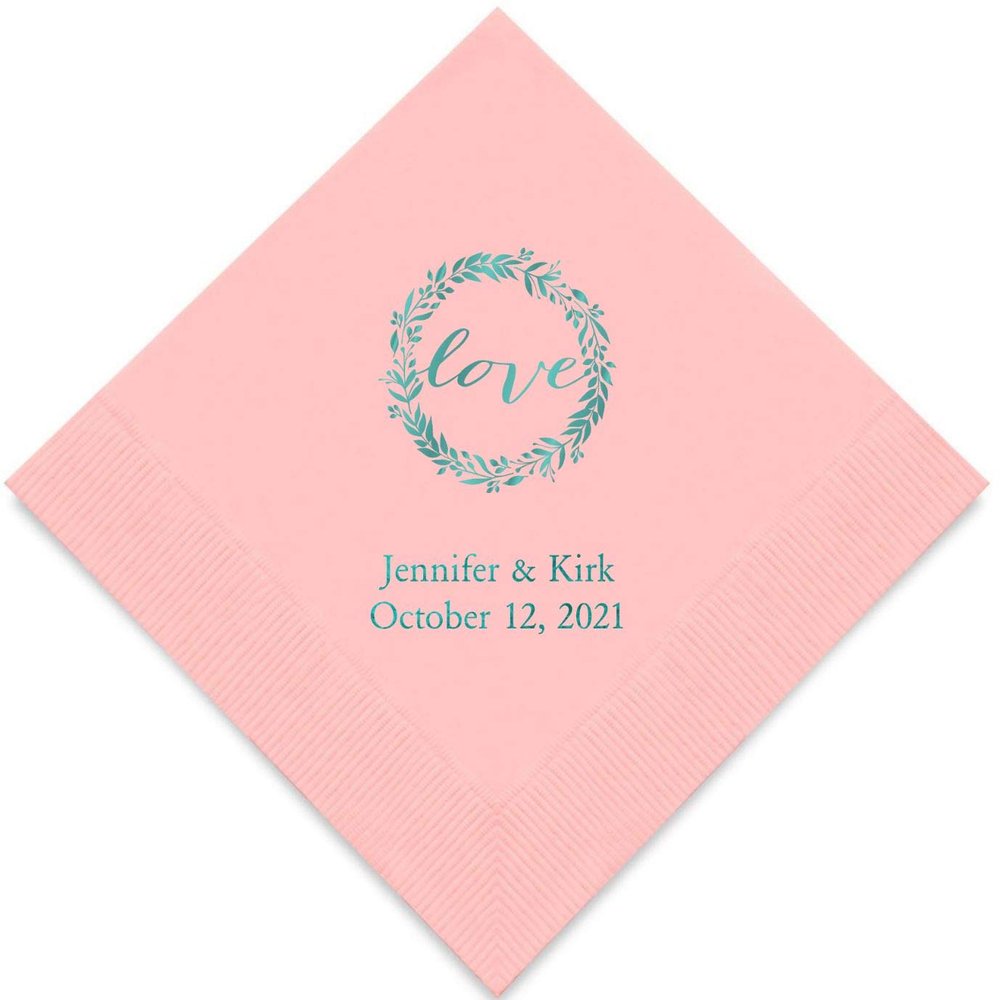 Weddingstar Personalized Printed Paper Napkins 3-Ply 50 Pack - Luncheon Classic Pink