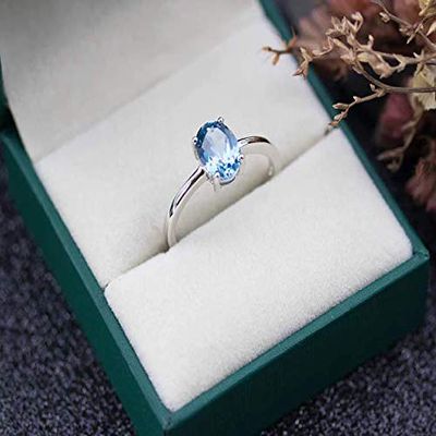 Bansriracha London Blue Topaz 925 Sterling Silver Jewelry Sets Oval 86mm Created Gemstone Ring fine Jewelry Women's Wedding