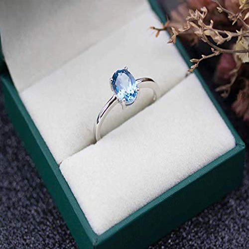Bansriracha London Blue Topaz 925 Sterling Silver Jewelry Sets Oval 86mm Created Gemstone Ring fine Jewelry Women's Wedding