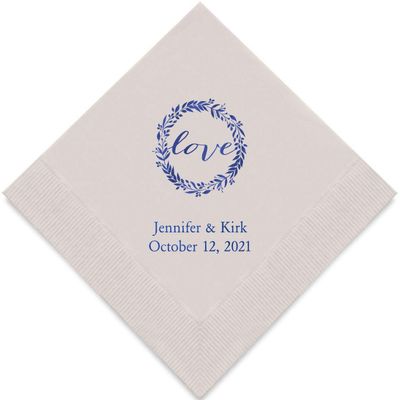 Weddingstar Personalized Printed Paper Napkins 3-Ply 50 Pack - Luncheon Silver Grey