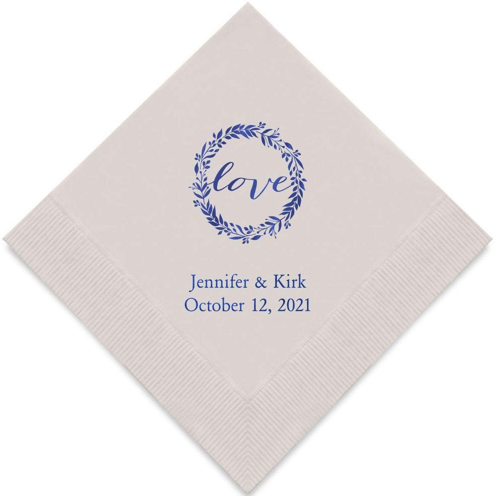 Weddingstar Personalized Printed Paper Napkins 3-Ply 50 Pack - Luncheon Silver Grey