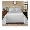 3 Piece Luxurious Oversized Jacquard Fleur-De-Lis Matelasse Bedspread Queen Set, Modern & Contemporary 100% Cotton Super Soft Bedding Geometric Medallion Textured Solid Color Themed Design, White view 1