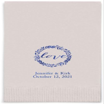 Weddingstar Personalized Printed Paper Napkins 3-Ply 40 Pack Dinner - Rectangular Fold Silver Grey