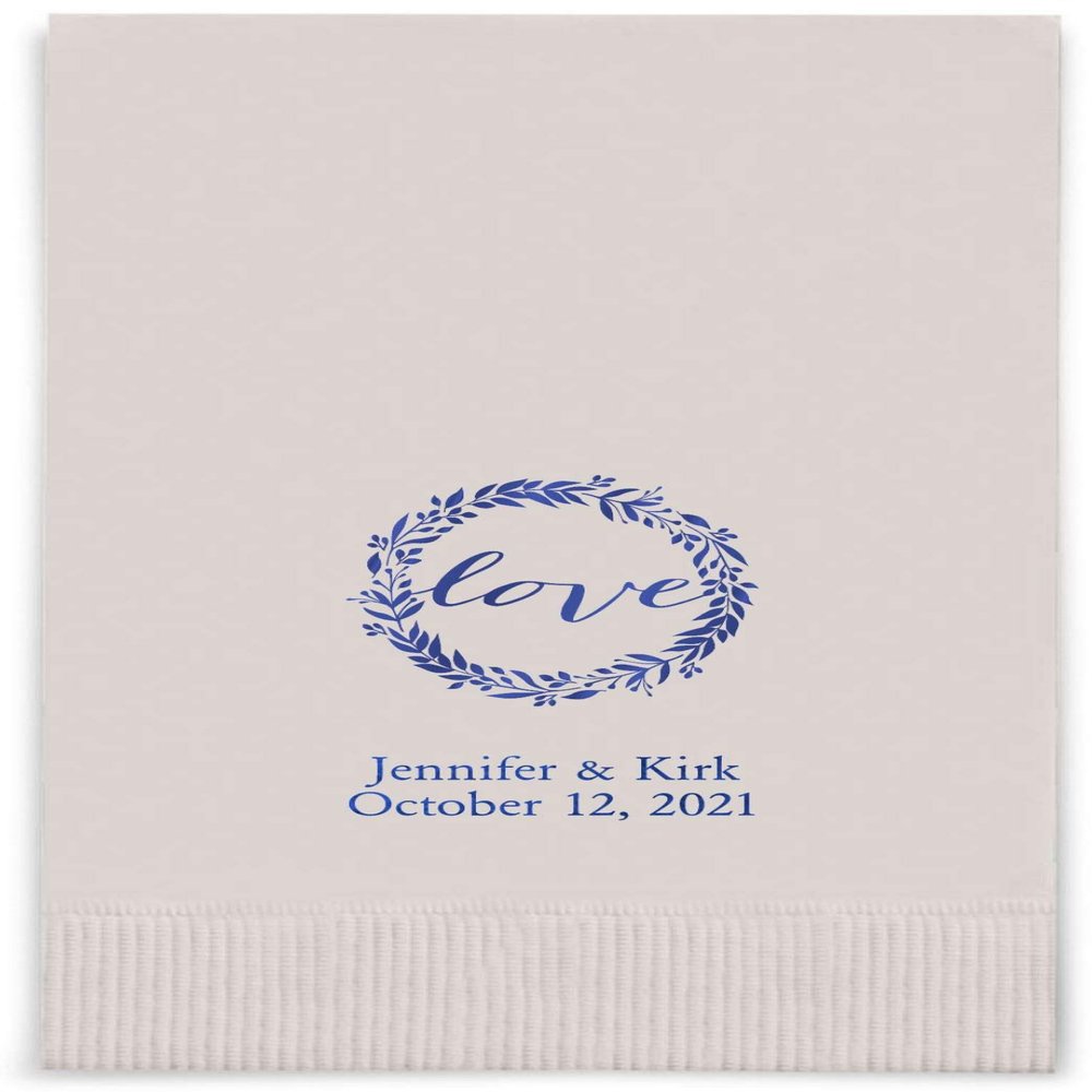 Weddingstar Personalized Printed Paper Napkins 3-Ply 40 Pack Dinner - Rectangular Fold Silver Grey