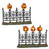 Department 56 6005557 Village Collection Accessories Halloween Jack-o-Lantern Miniature Lit Fence Figurine Set, 3 Inch, Multicolor view 1