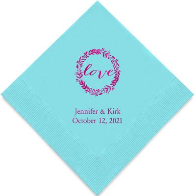 Weddingstar Personalized Printed Paper Napkins 3-Ply 50 Pack - Luncheon Sea Blue