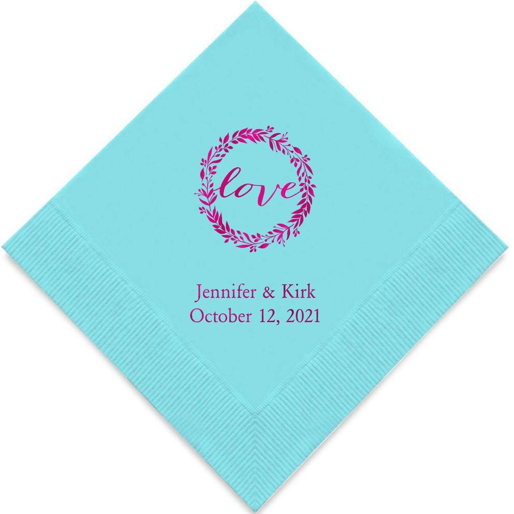 Weddingstar Personalized Printed Paper Napkins 3-Ply 50 Pack - Luncheon Sea Blue