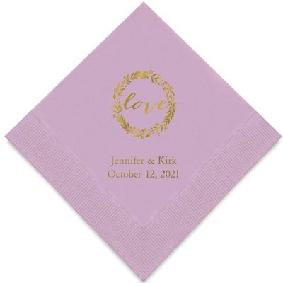Weddingstar Personalized Printed Paper Napkins 3-Ply 50 Pack - Luncheon Lavender