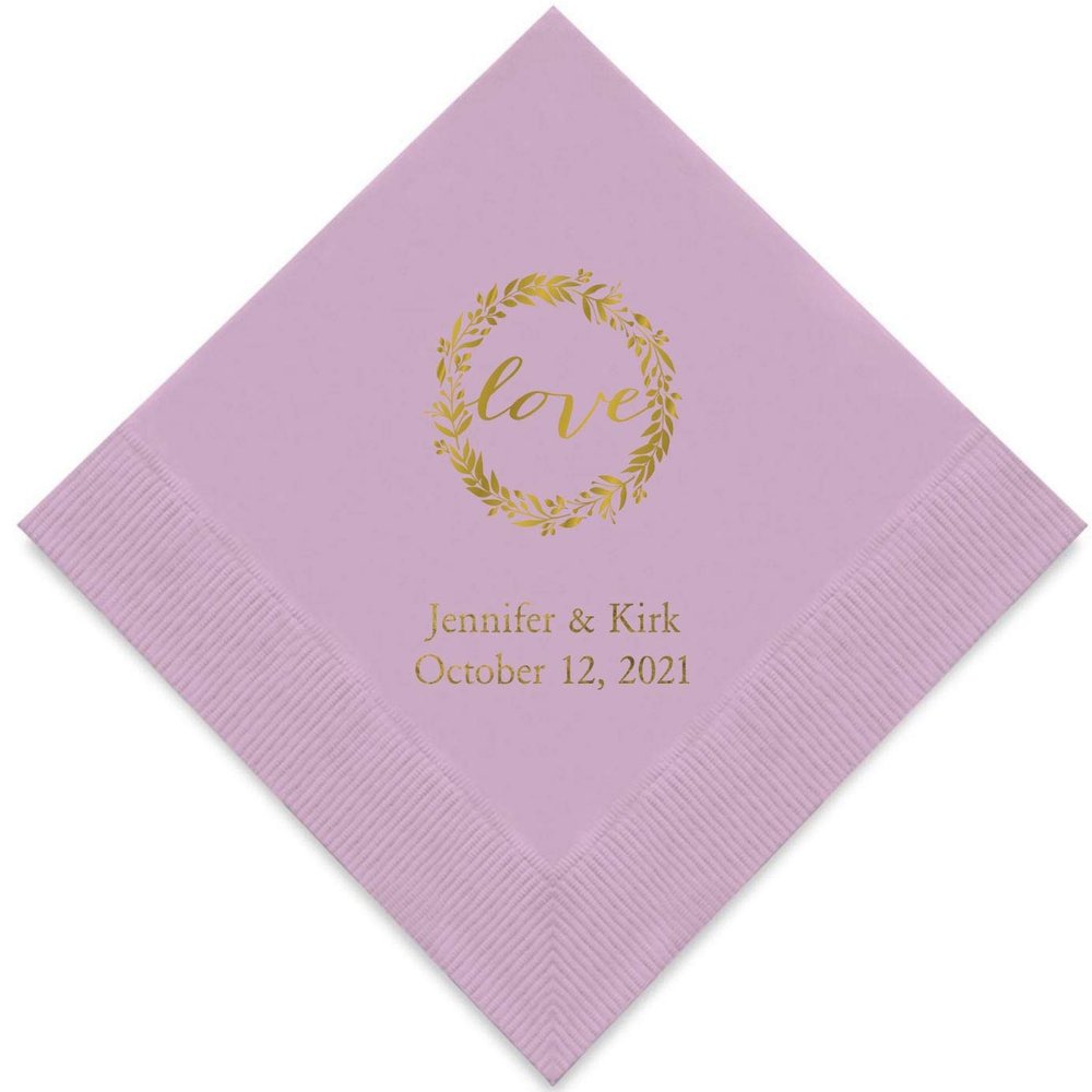 Weddingstar Personalized Printed Paper Napkins 3-Ply 50 Pack - Luncheon Lavender