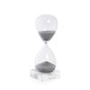 Bey-Berk Personalized 60-Minute Crystal Sand Timer (Gray), 10.5" Clear Crystal Base with Grey Sand, Custom Hand-Blown Hourglass Desk Accent view 1