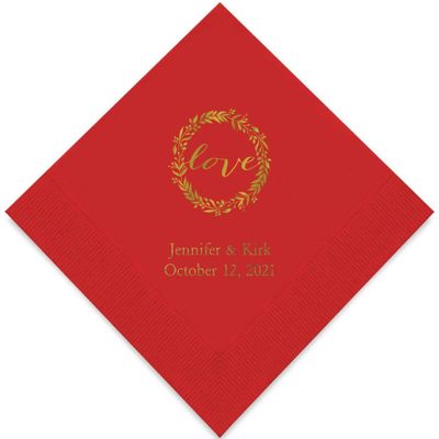 Weddingstar Personalized Printed Paper Napkins 3-Ply 50 Pack - Luncheon Red