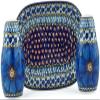 Polmedia Polish Pottery Salt and Pepper 3-Piece Set UNIKAT - Cobalt Poppies Pattern Handmade in Boleslawiec Poland by Ceramika Artystyczna + Certificate of Authenticity view 2