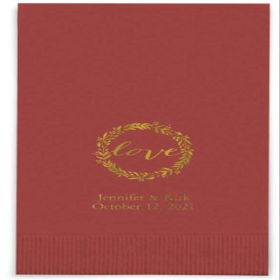 Weddingstar Personalized Printed Paper Napkins 3-Ply 40 Pack Dinner - Rectangular Fold Wine