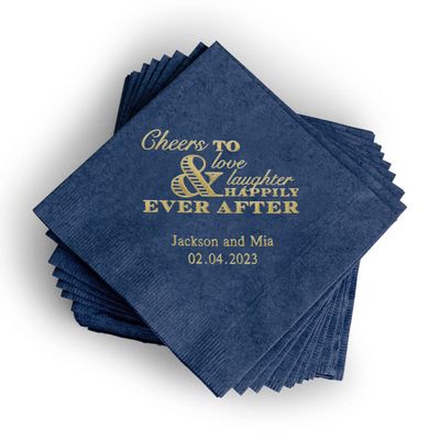 Weddingstar Personalized Printed Paper Napkins 3-Ply 50 Pack - Cocktail Navy Blue