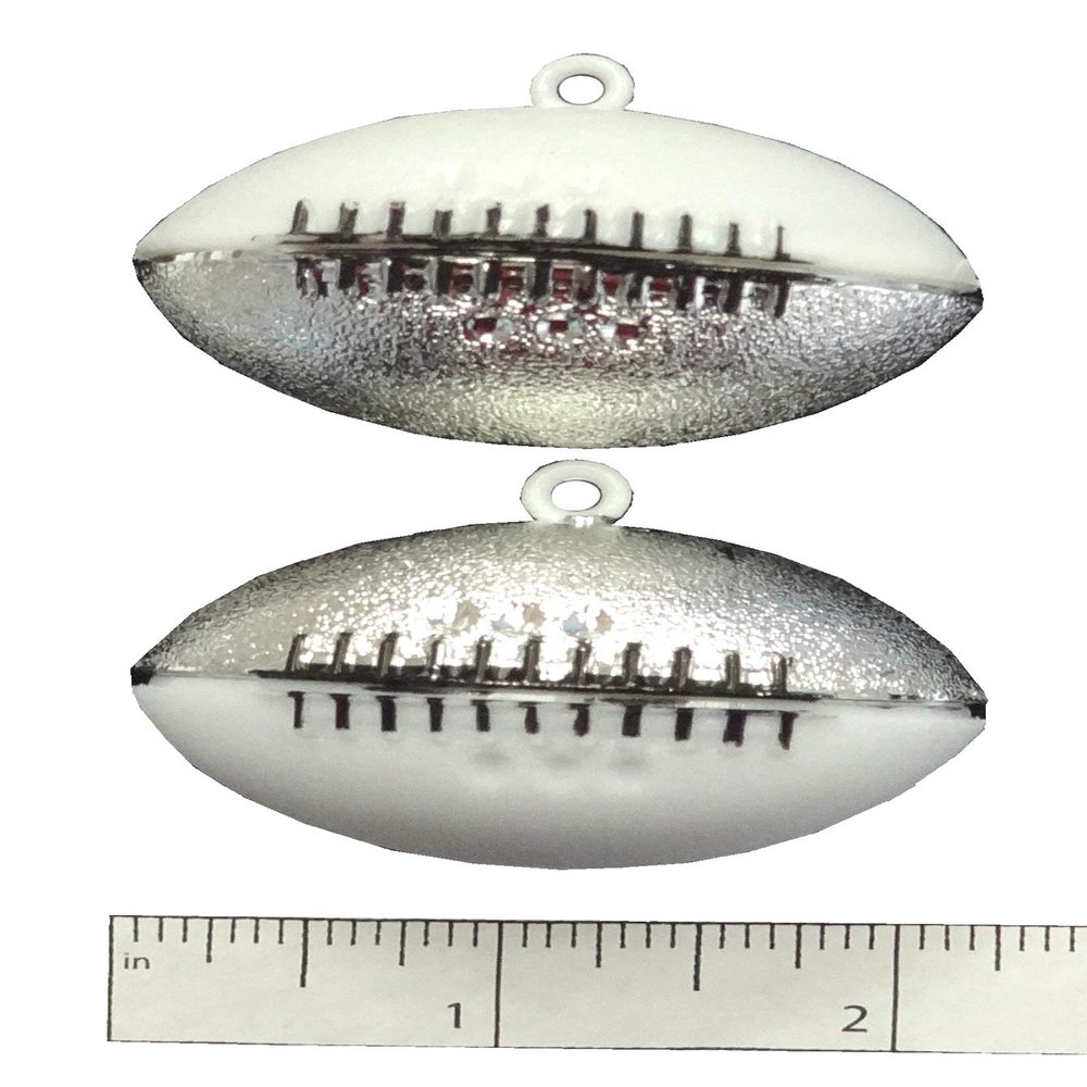 Two Tone Football 2" (White/Silver, 2 pc Pack)