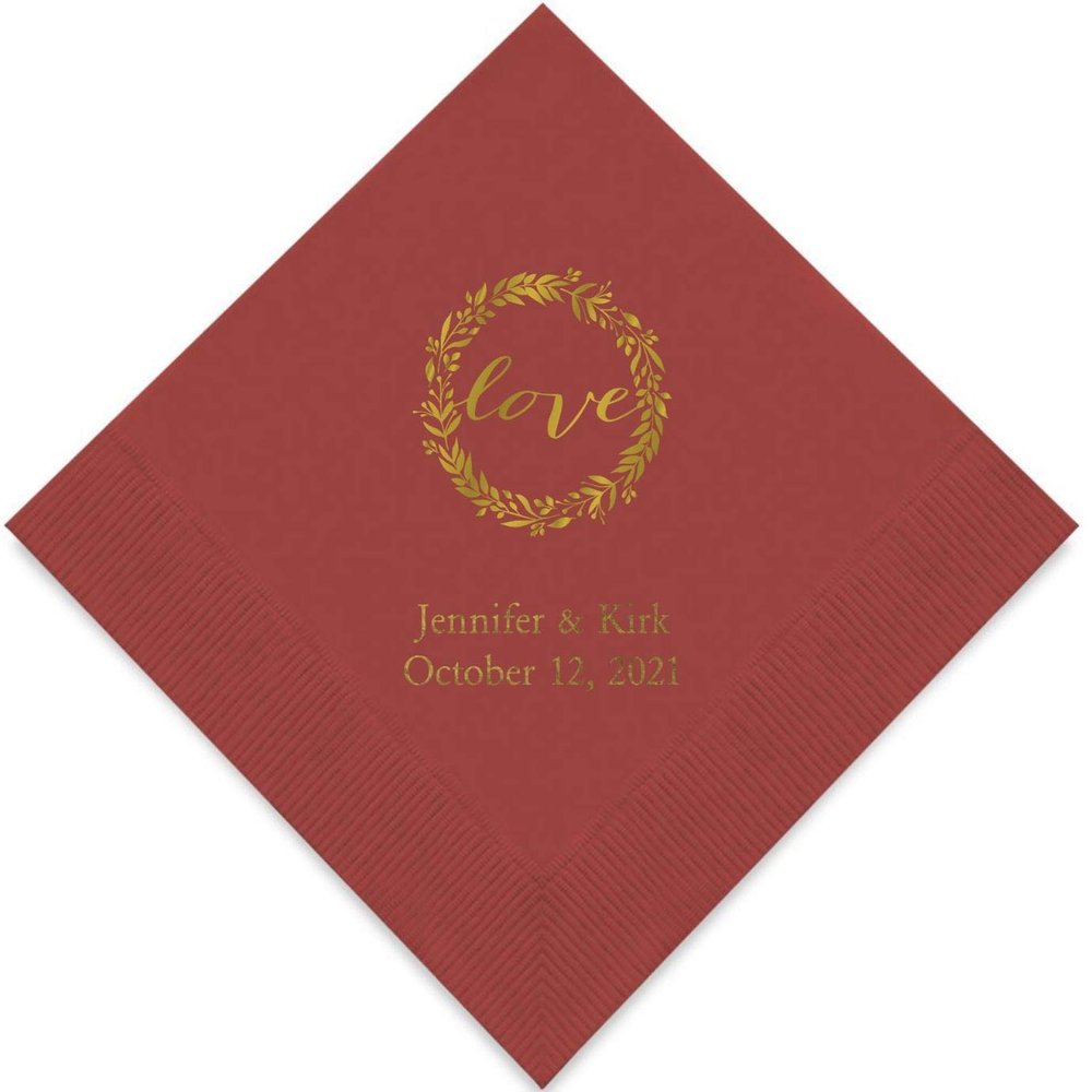 Weddingstar Personalized Printed Paper Napkins 3-Ply 50 Pack - Luncheon Wine