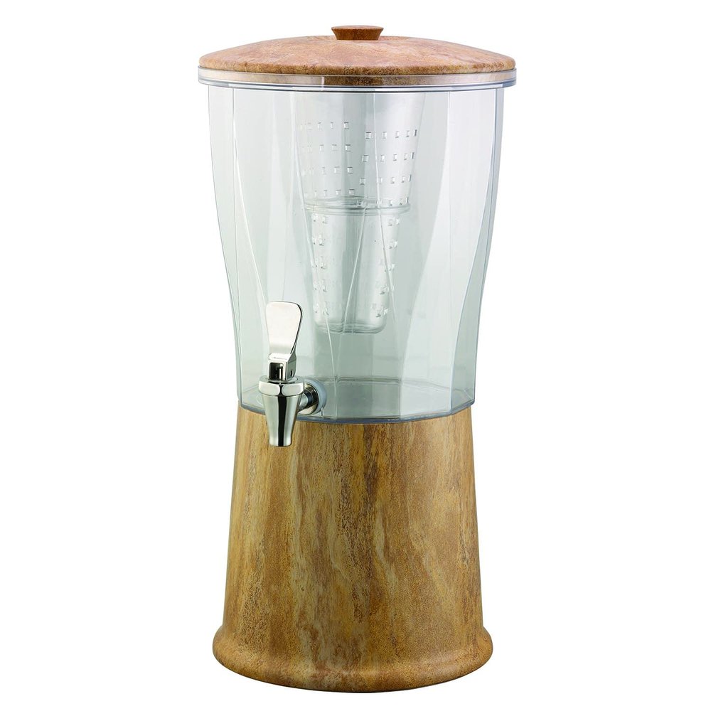 Service Ideas CBDRT3MBSS Beverage Dispenser, 3 Gallon, Stainless Steel with Infuser Tube and Stainless Steel Spigot, Travertine Marble