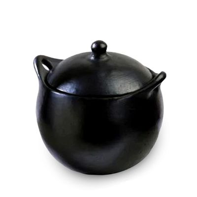 Authentic Chamba Soup & Bean Pot - Elegant Handmade Black Clay Dutch Oven with Cover - Perfect for Soups, Beans, Stocks & More - Versatile & Durable