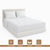 ARlinen Super Single Waterbed Sheet Set - 4 Piece, 100% Cotton, 15 Inch Deep Pockets, Attached Design, Extra Soft Stripe White Bed Sheets view 2