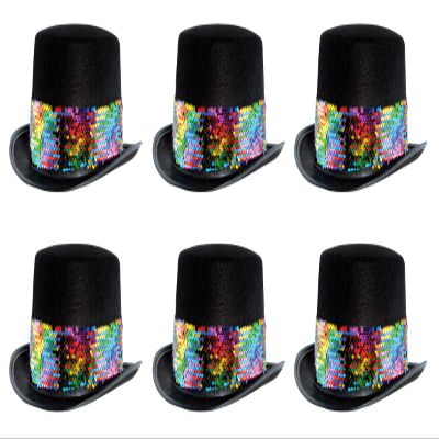 Beistle Felt Topper with Rainbow Sequined Band Pack of 6