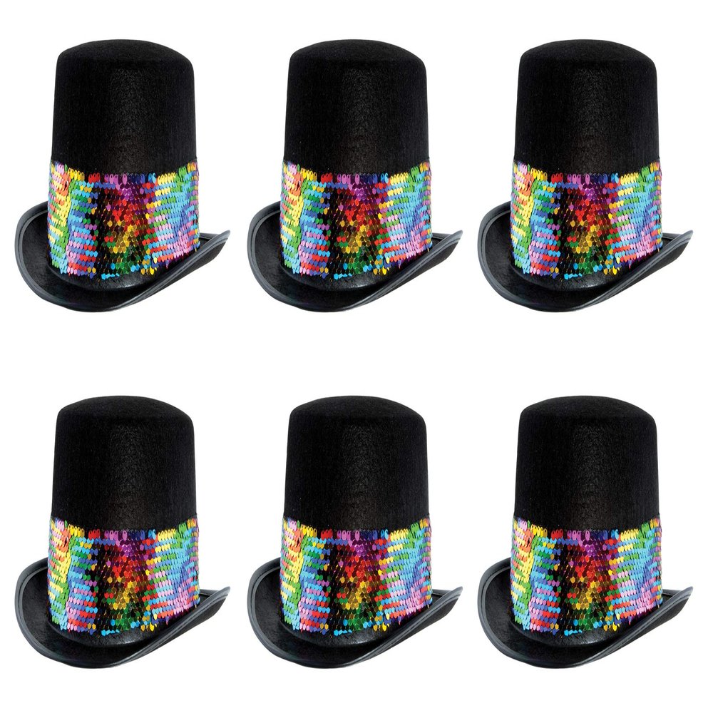Beistle Felt Topper with Rainbow Sequined Band Pack of 6