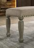 Roundhill Furniture Breda Upholstered Nailhead Bench, Antique Gray view 3