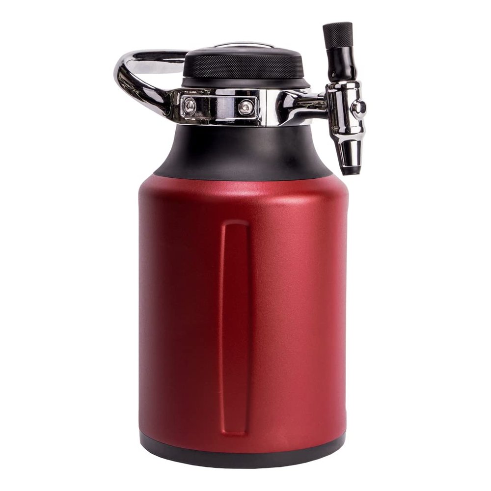 GrowlerWerks uKeg Go Carbonated Growler Beer Gift and Craft Beverage Dispenser for Beer, Soda, Cider, Kombucha and Cocktails, Amazing Gift for Beer Lovers,64 oz, Chili