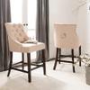 26- Inch Beige/Espresso Tufted Counter Stool (Set of 2) Beige Modern Contemporary Fabric Wood Finish view 1