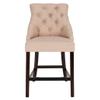 26- Inch Beige/Espresso Tufted Counter Stool (Set of 2) Beige Modern Contemporary Fabric Wood Finish view 2