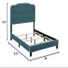 Full Size Teal Velvet Platform Bed with Button Tufted Headboard Green Modern Contemporary Traditional Upholstered Wood view 2