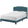 Full Size Teal Velvet Platform Bed with Button Tufted Headboard Green Modern Contemporary Traditional Upholstered Wood view 4