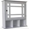 Bathroom Medicine Cabinet,3-Tier Wooden Wall Storage Cabinet with 1 Glass Mirror Door (White) view 1