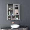 Bathroom Medicine Cabinet,3-Tier Wooden Wall Storage Cabinet with 1 Glass Mirror Door (White) view 4