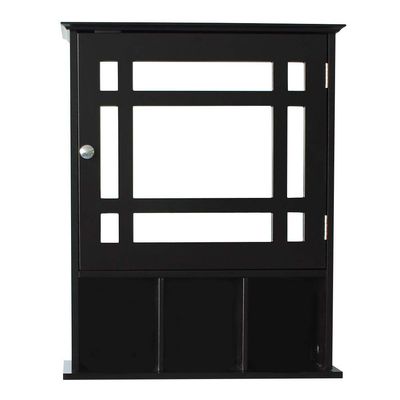 Bathroom Medicine Cabinet,3-Tier Wooden Wall Storage Cabinet with 1 Glass Mirror Door (Brown)