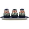 Polmedia Polish Pottery Salt and Pepper with Toothpick Holder - Peach Spring Daisy Pattern Handmade in Boleslawiec Poland by Ceramika Artystyczna + Certificate of Authenticity view 3