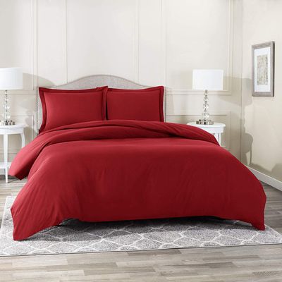 Comfort Store Bedding 2 Piece 400 GSM Comforted Set Collection Organic Cotton 1000 Thread Count Solid 1 Duvet Cover, 1 Comforter (Burgundy Twin XL, Set of 2)