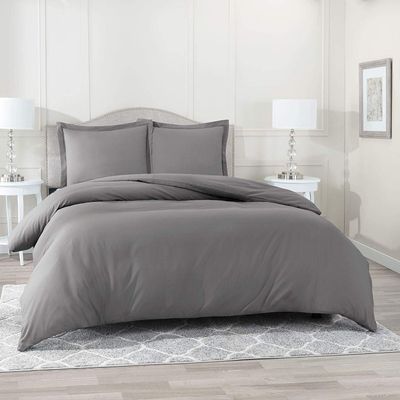 Comfort Store Bedding 2 Piece 400 GSM Comforted Set Collection Organic Cotton 1100 Thread Count Solid 1 Duvet Cover, 1 Comforter (Dark Gray Cal., Set of 2)