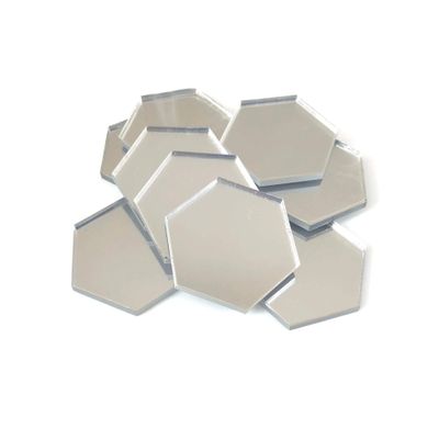 Hexagon Craft Mirrors - Set of 10, Shatterproof Acrylic, Silver, 4 X 2