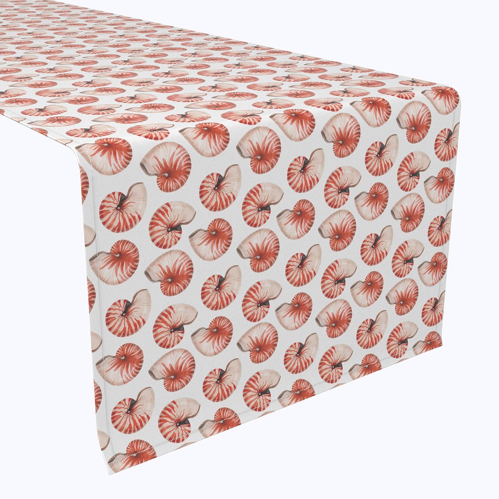 Fabric Textile Products, Machine Washable, 100% Milliken Polyester, Tablecloths, Table Runners, Napkins, & Outdoor Tablecloths, Striped Nautical Shells (14" x 108")