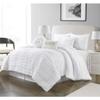 7 Piece Glam Style Bright White Comforter Set, All Season Beautiful Ruffled Fringe Stripes Effect Techniques Silky Soft Luxury Bedding Sets King Cal, Perfect Stitching Elegant Touch Bedskirt Included view 1