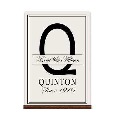 LifeSong Milestones Personalized Monogram Sign with Family Names - Home Wall Art - Q Wooden Sign with Base Gift 8 x 12 (Q)