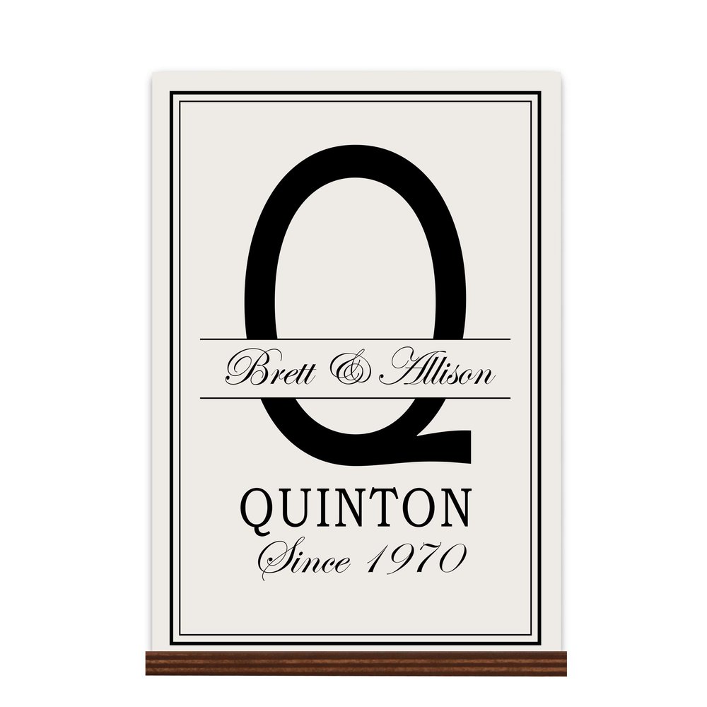 LifeSong Milestones Personalized Monogram Sign with Family Names - Home Wall Art - Q Wooden Sign with Base Gift 8 x 12 (Q)